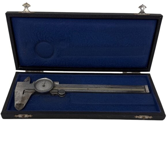 Vintage Helios Dial Caliper 6" Stainless Steel Measuring Tool In Original Case - Picture 1 of 2